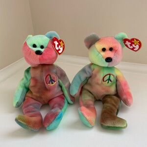 Ty Colorful Peace Bear Plush Set